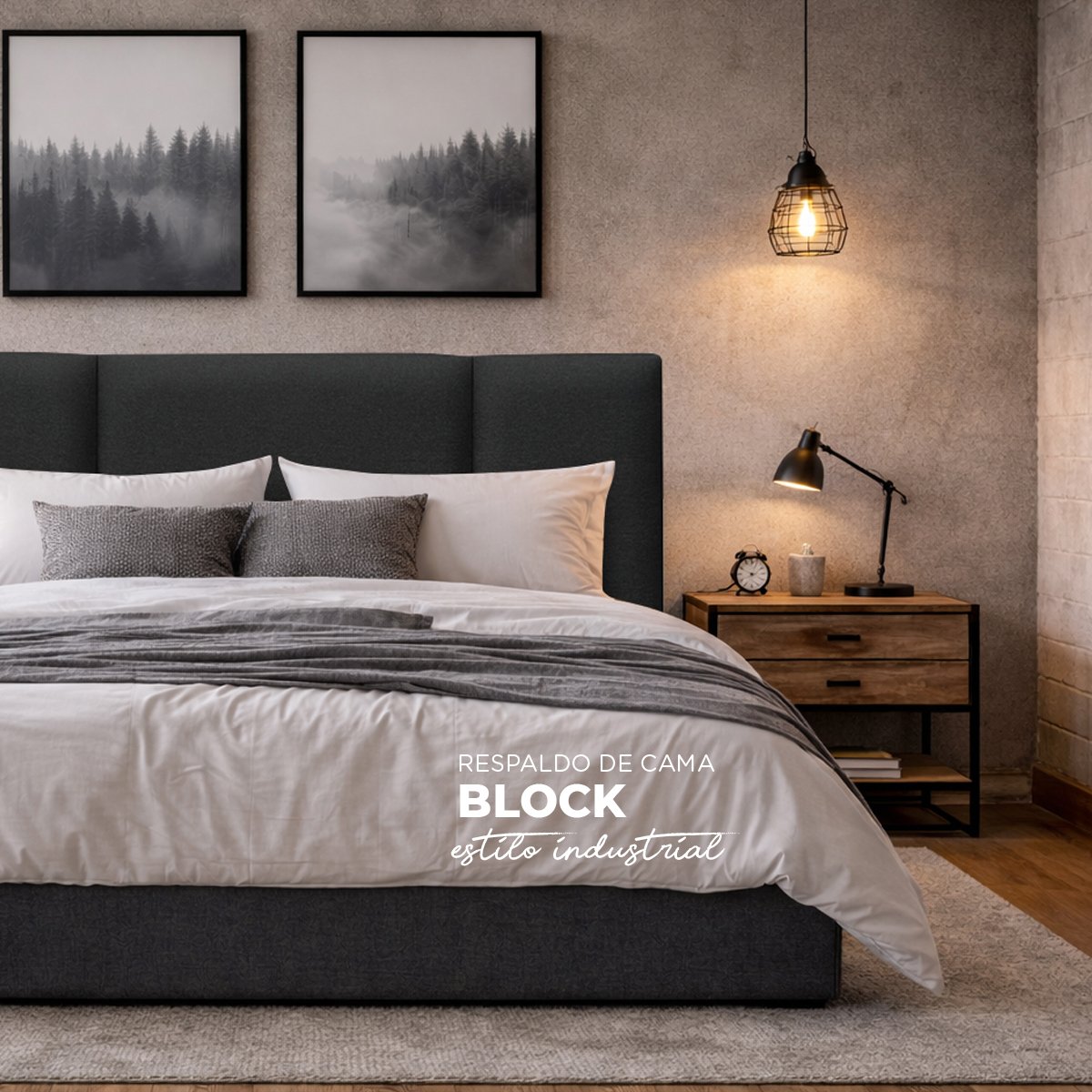 respaldo de cama estilo industrial