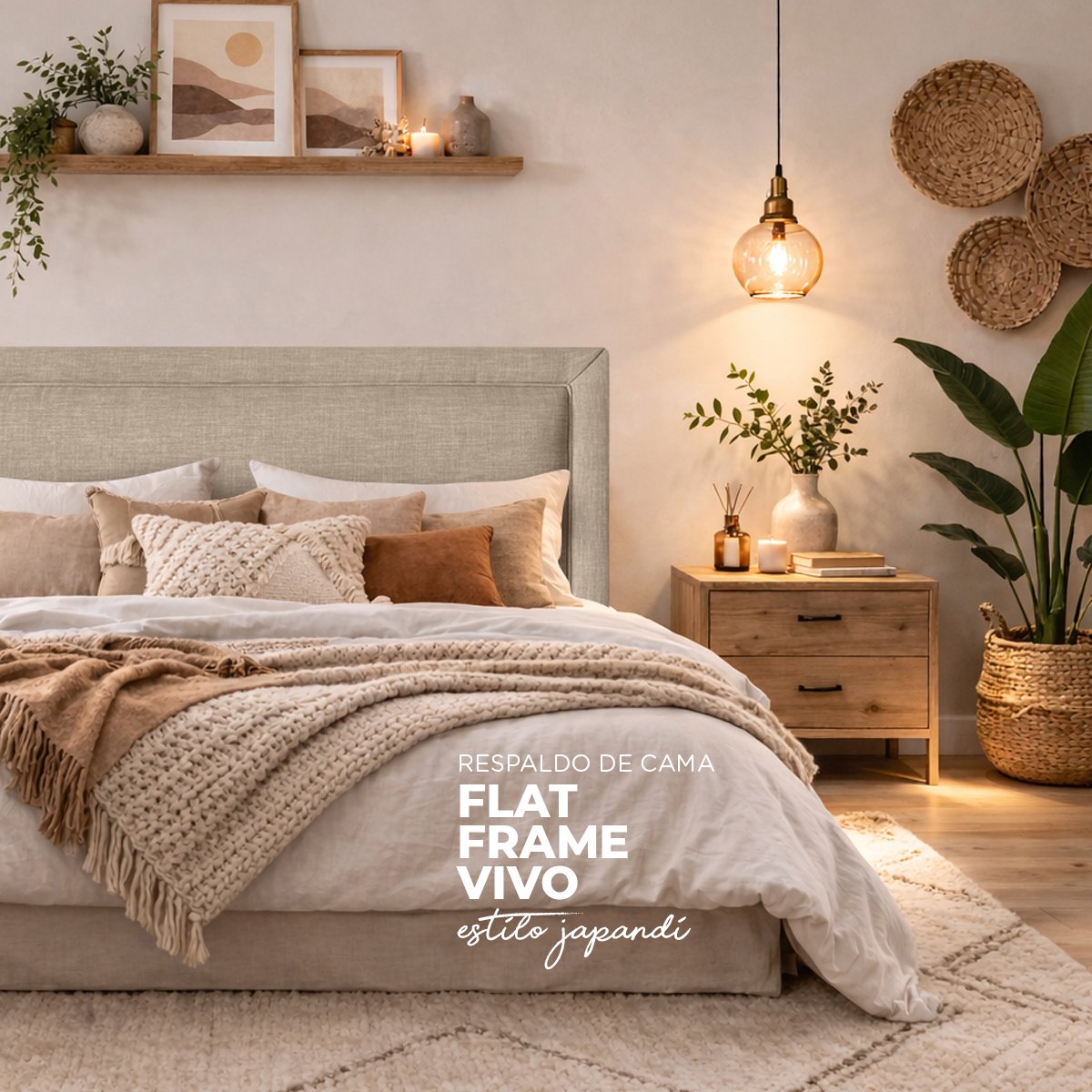 respaldo de cama estilo japandi minimalista