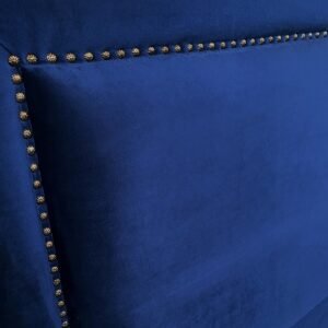 Respaldo de Cama Flat Frame Tachas Felpa Azul