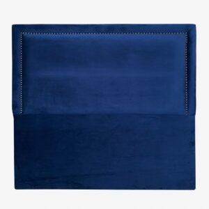 Respaldo de Cama Flat Frame Tachas Felpa Azul