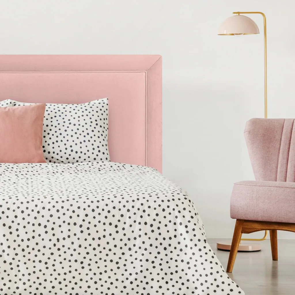 Respaldo de Cama Flat Frame Vivo Felpa Rosado Claro