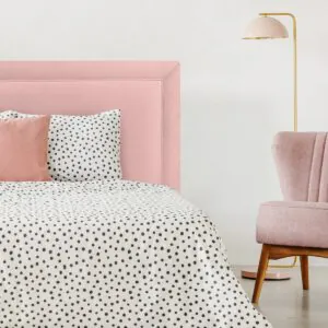 Respaldo de Cama Flat Frame Vivo Felpa Rosado Claro