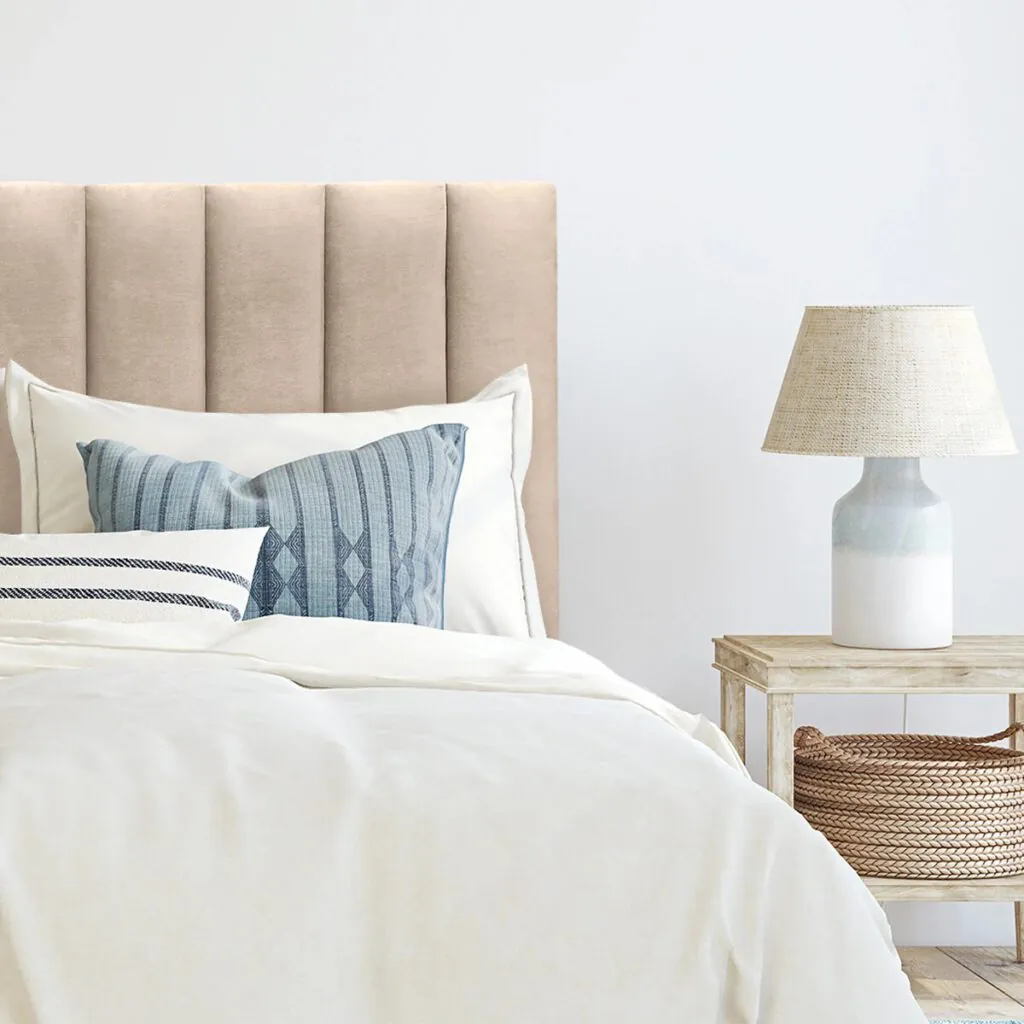 Respaldo de Cama Tubular Vertical Felpa Beige