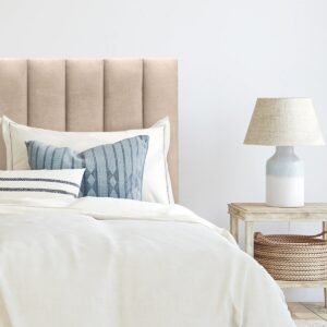 Respaldo de Cama Tubular Vertical Felpa Beige