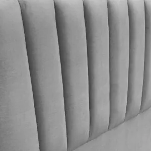 Respaldo de Cama Tubular Vertical Felpa Gris Plata
