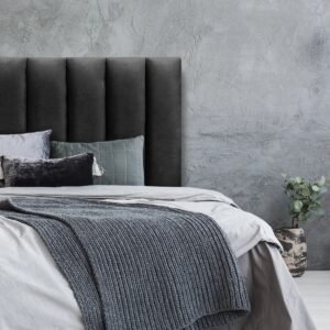 Respaldo de Cama Tubular Vertical Felpa Negro