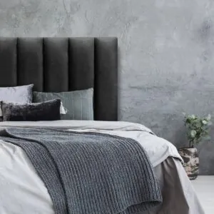Respaldo de Cama Tubular Vertical Felpa Negro