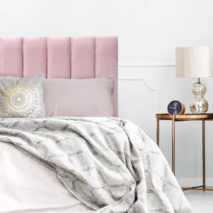 Respaldo de Cama Tubular Vertical Felpa Rosado Claro
