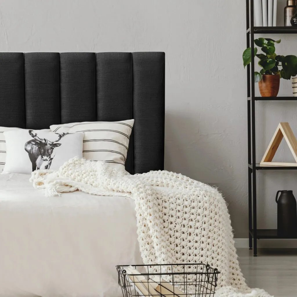 Respaldo de Cama Tubular Vertical Lino Grafito