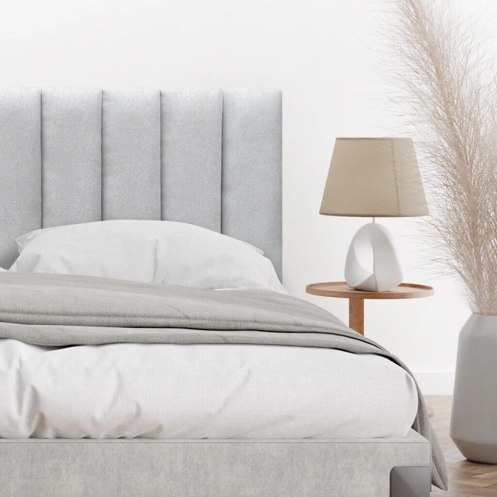 Respaldo de Cama Tubular Vertical Lino Gris Plata