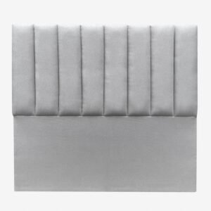Respaldo Tubular + Base de Cama Europea Lino Gris Plata