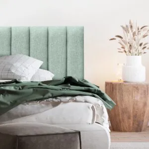 Respaldo de Cama Tubular Vertical Lino Verde Jeans