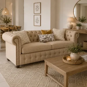 Sofá Chesterfield Lino Beige