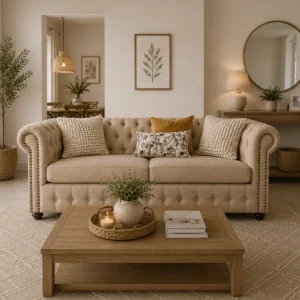 Sofá Chesterfield Lino Beige