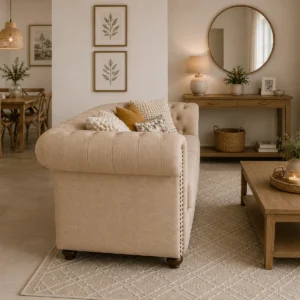 Sofá Chesterfield Lino Beige