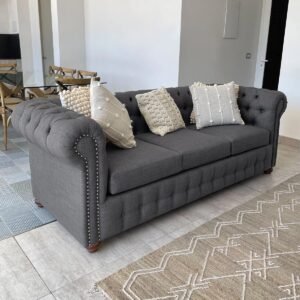 Sofá Chesterfield Lino Grafito