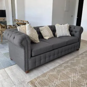 Sofá Chesterfield Lino Grafito