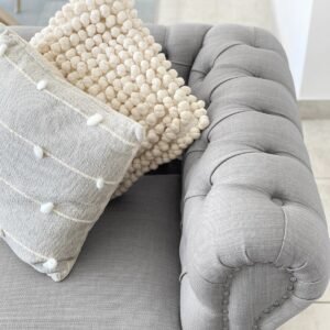 Sofá Chesterfield Lino Gris Plata
