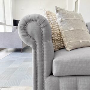 Sofá Chesterfield Lino Gris Plata