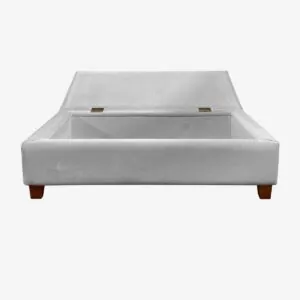 Banqueta Baúl Praga Felpa Gris Plata