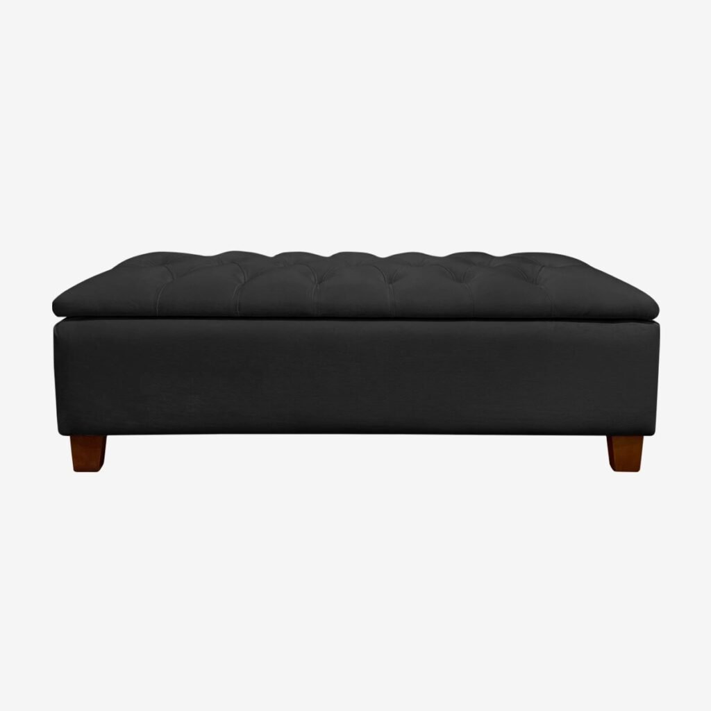 Banqueta Baúl Praga Felpa Negro