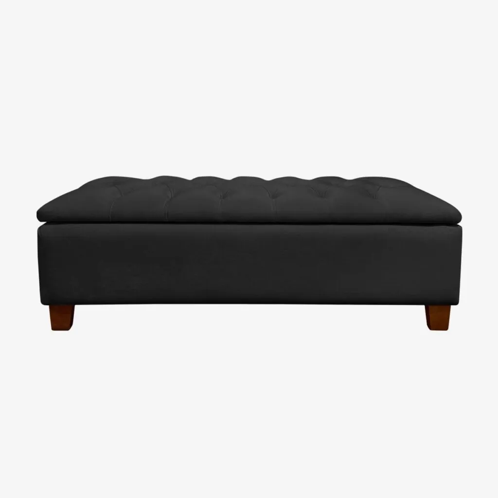 Banqueta Baúl Praga Felpa Negro