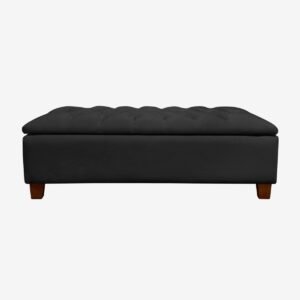 Banqueta Baúl Praga Felpa Negro