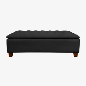 Banqueta Baúl Praga Felpa Negro