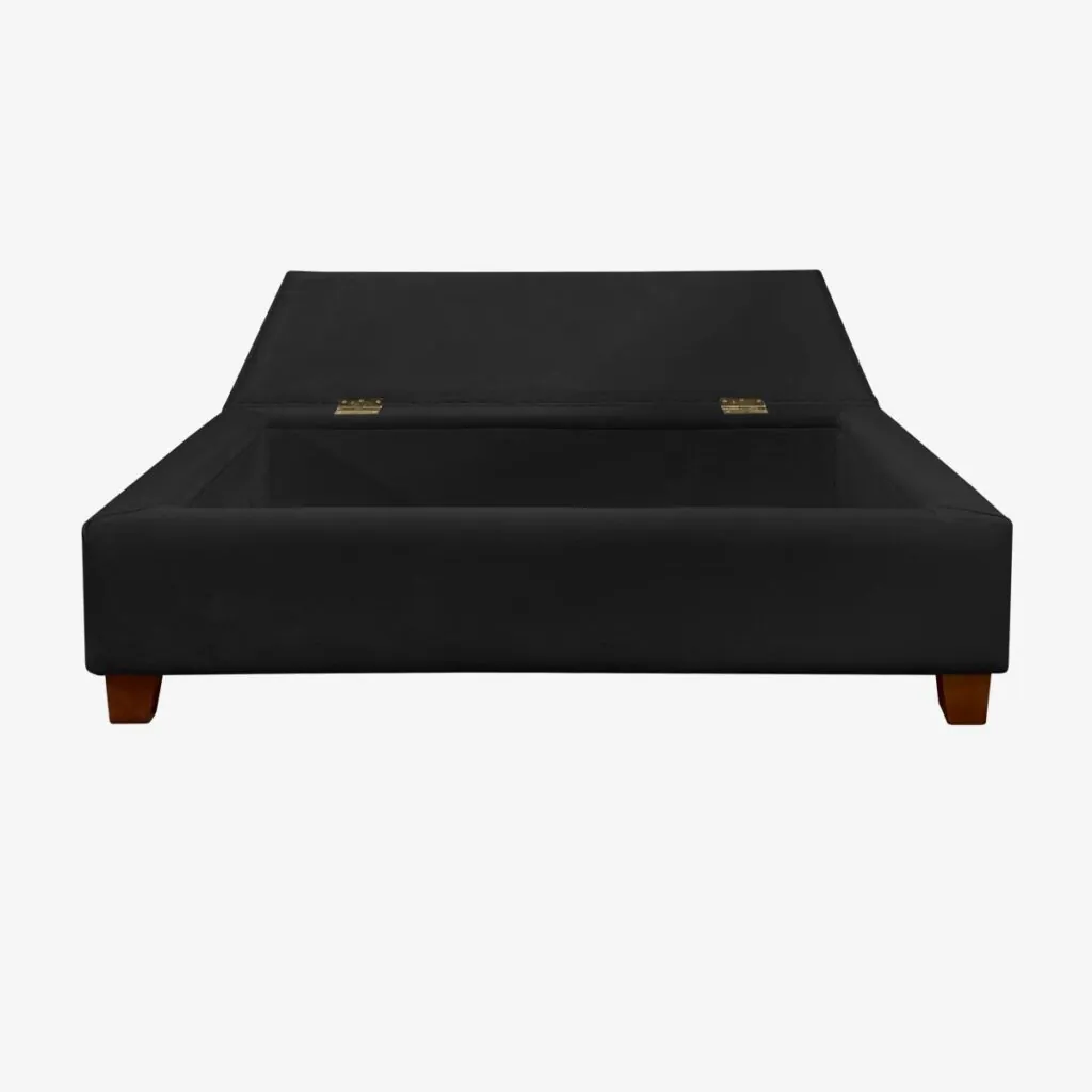 Banqueta Baúl Praga Felpa Negro