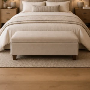 Banqueta Baúl Flat Felpa Beige