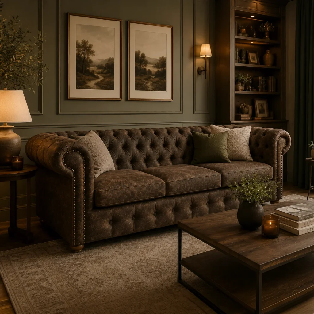 Sofá Chesterfield Ecocuero Capuccino