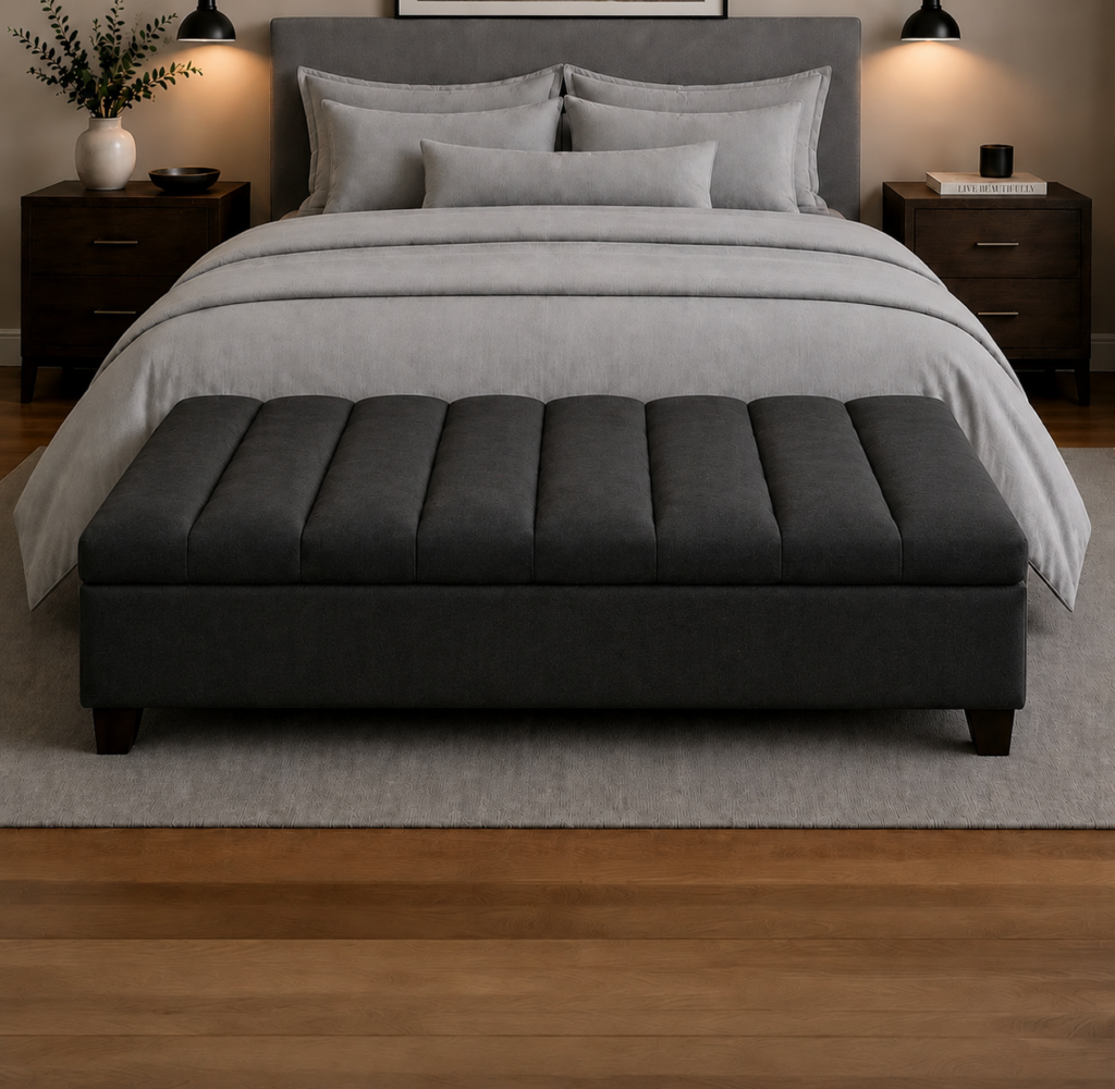 Banqueta tipo baúl perfecta en funcionalidad y estilo para tu hogar.