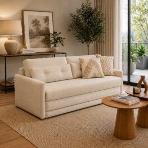 Sofá Cama Lungo Anjos cerrado en living contemporáneo