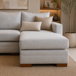 Sofá Seccional Las Perdices Lino Gris Plata Chaise Derecho